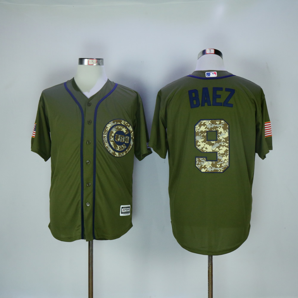 Men Chicago Cubs 9 Baez Green MLB Jerseys